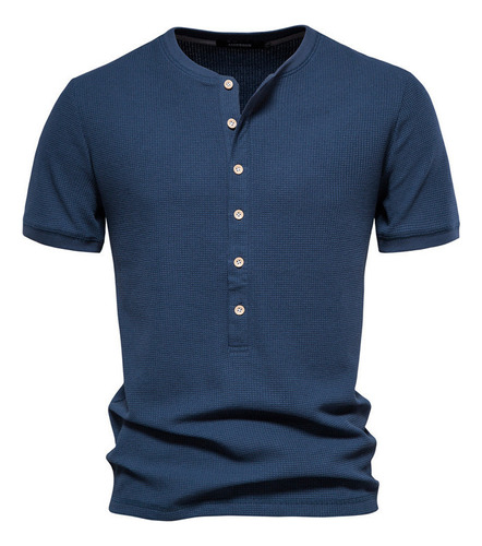 Playera Tipo Gofre De Punto Con Cuello Henry Para Hombre, M