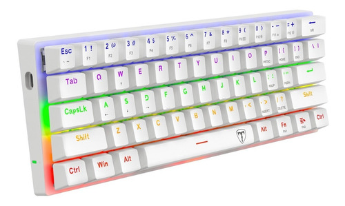 Imagen 7 de 9 de Teclado Gamer Mecanico 60% T-dagger T-tgk321w Arena Blanco F