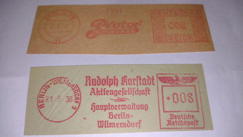 Alemania 3 Er Reich Imposición Postal De Máquina Correo 1938