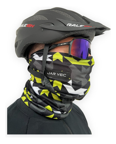 Cuello Multiuso Buff Unisex Jar Vec Ciclismo Running Moto Color Negro / Amarillo / Blanco