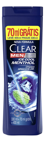Clear Men Shampoo Anticaspa Ice Cool Menthol 400 ml