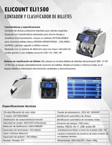Imagen 6 de 7 de Maquina De Contar Billetes Premium Detector Falsos + Garanti