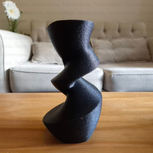 Florero Jarron Twisted Decorativo Nórdico Moderno 18cm Negro