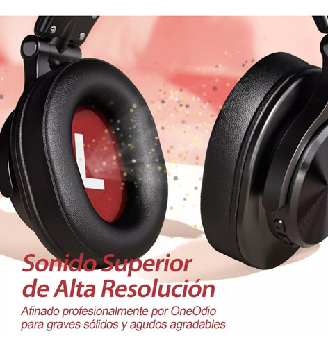 Audífonos Hires Bluetooth+wired Dj Style Oneodio A70 Rojo