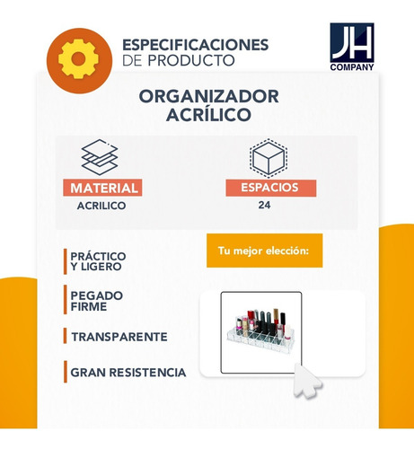 Imagen 7 de 7 de Organizador Exhibidor Maquillaje Acrilico 24 Labiales Hzh-06