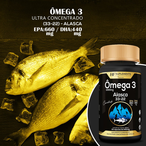 Imagem 3 de 3 de Omega 3 Alasca 33/22 Concentrado 1450mg 60caps Hf Suplements