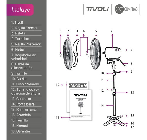 Ventilador De Pie Tipo Industrial 30 Tivoli Vip-30n 230watts
