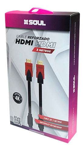 Cable Hdmi Reforzado Full Hd 4k High Speed Hdtv 3 Metros