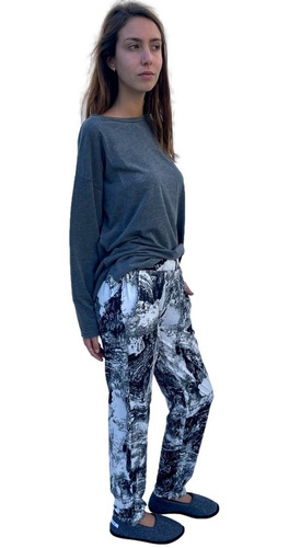 Imagen 2 de 5 de Pijama Mujer Invierno Remera Y Pantalon Rachelle Soft