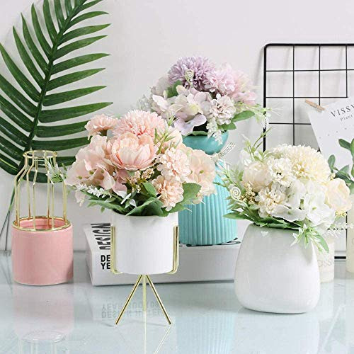 Flores Artificiales, Paquete De 6 Peonías Blancas Falsas De