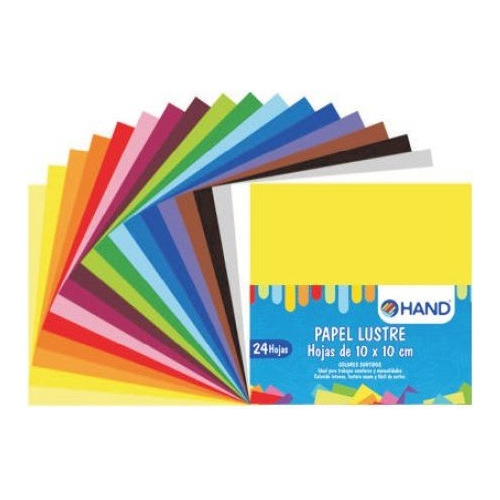 Pack 5 Papel Lustre 10x10 - 24 Hojas 12 Colores Hand