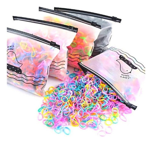 Kit 500 Elásticos Silicone Estojo Colorido Cabelo Infantil Cor Coloridos