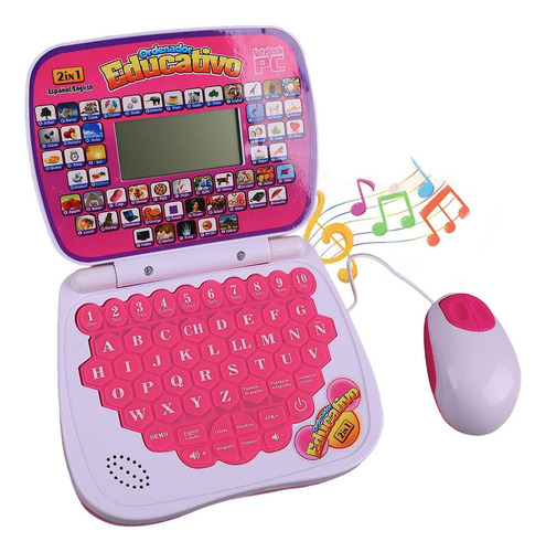 Mini Laptop Interactiva Educativa Español/inglés Niños Simop Rosa