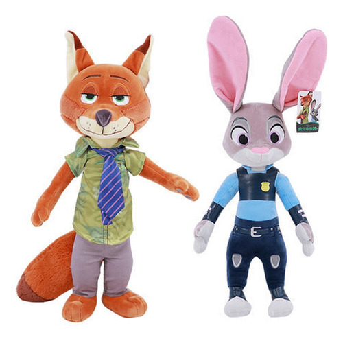 2pcs Zootopia Judy Hopps Nick Wilde Muñeca Peluche Juguete 