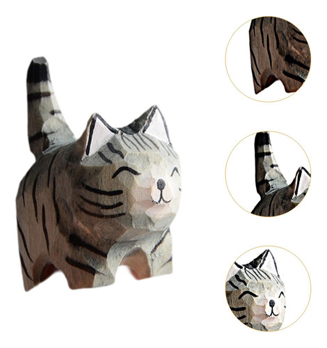 Estatua De Gato Figurado De Madera Sin Agujero Colgante