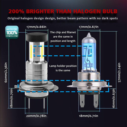 1 Par De Bombillas Led Compatible Con Faros Delanteros