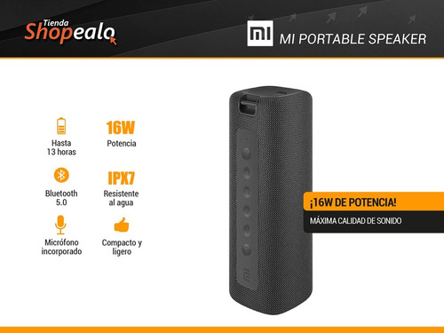 Imagen 2 de 8 de Parlante Xiaomi Mi Portable Bluetooth Speaker Black + Cuota