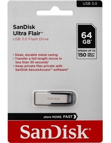 Imagen 1 de 2 de Pendrive Sandisk Ultra Flair 64gb Usb 3.0