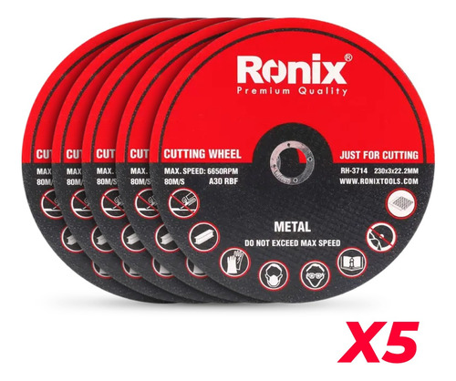 Discos De Corte 9 Pulgadas / 230mm (pack) Ronix Para Esmeril