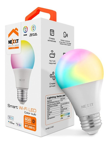 Lampara Bombilla Led Inteligente Nexxt Blanco Color Rgb