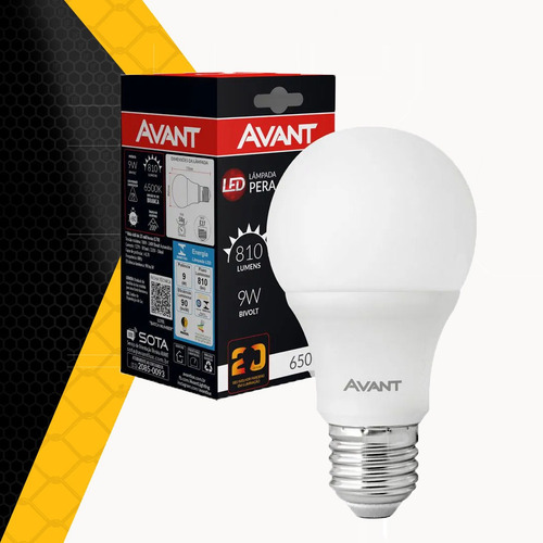 Kit 20 Lampada Led Bulbo 9w Soquete E27 Bivolt Avant