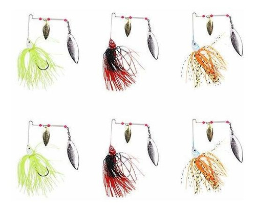 Juego 6 Señuelo Pesca Spinnerbait Metal Duro Para Agua 3