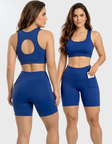 Conjunto Academia Top E Bermuda Com Bolso Zero Transparência