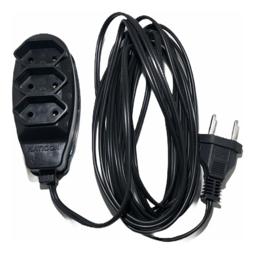 Extensão Régua Elétrica C/ 3 Tomadas 2p 10a 3m Cabo Paralelo Cor Preto 127V/220V