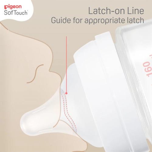 Biberón Pigeon Softouch Boca Ancha 330ml/11oz Anticólicos 6m Blanco Biberón Softouch Pigeon Pp