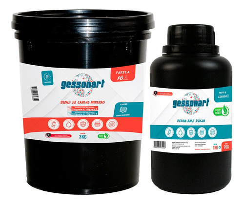 Gessonart Kit 3,990kg, Gesso Artistico Resistente. Cor Branco