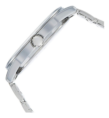 Reloj pulsera Casio Enticer MTP-V001 de cuerpo color plateado, analógico, para hombre, fondo plateado, con correa de acero inoxidable color plateado, agujas color plateado, dial negro, minutero/segundero negro, bisel color plateado y desplegable