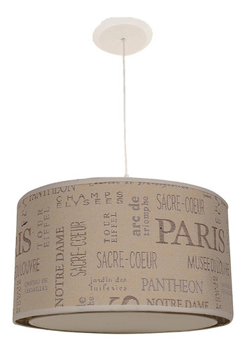 Colgante Pantalla Paris Gris D35x20cm Con Difusor- 1 Luz Estructura Marrón