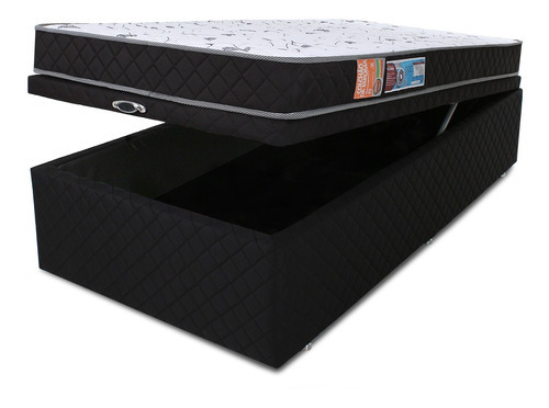 Cama Box Baú Solteirão Colchão D33 Antialérgico 97x203x57cm