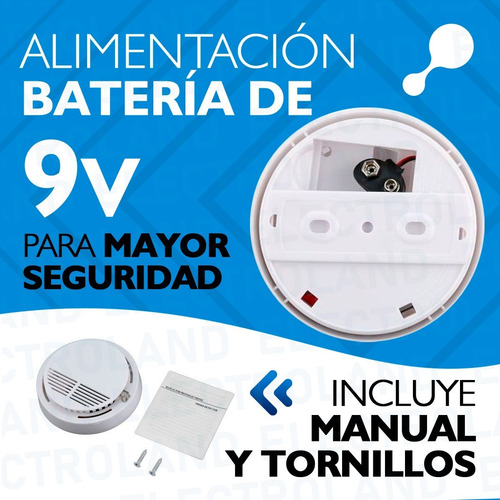 Alarma Sensor Detector De Humo Autónomo Inalámbrico Fotoeléctrico