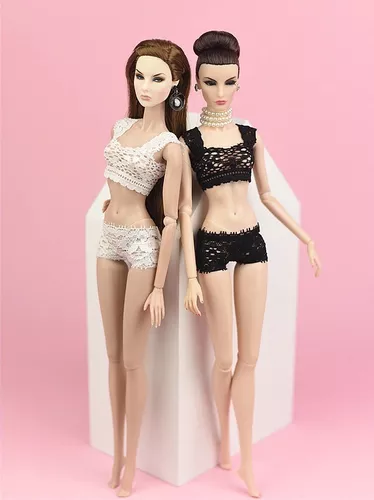 Roupa Lingerie Luxo Camisola Para Boneca Barbie + Sapatos