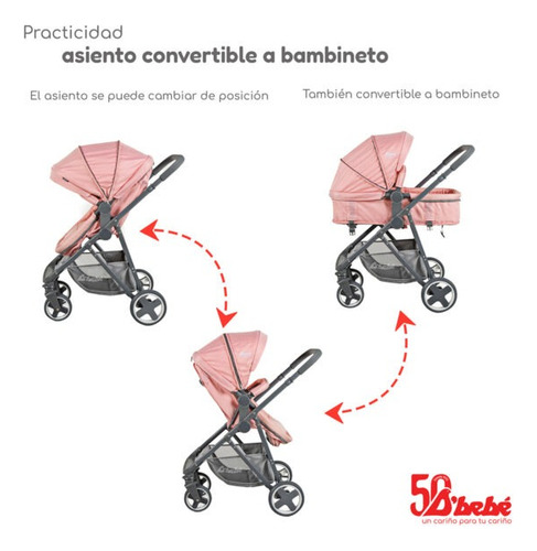 Carriola Con Autoasiento D Bebé Travel System Prince Rosa Rosa Rosa