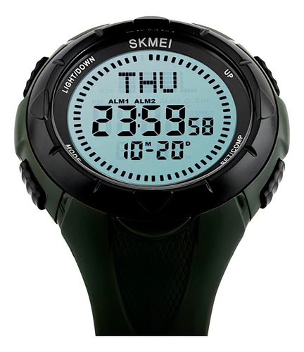 Reloj Hombre Skmei 1232 Digital Alarma Fecha Cronometro Color de la malla Verde Color del bisel Negro Color del fondo Blanco