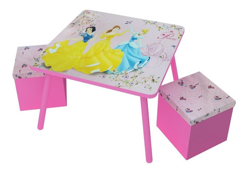 Mueble Infantil- Disney Mesa + 2 Puff Princesas