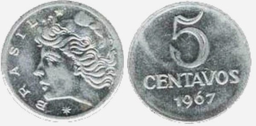 Moneda Brasil 5 Centavos 1967