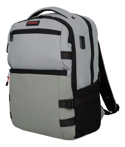 Mochila Samsonite Reformation Meriton Chalk Grey Gris Liso