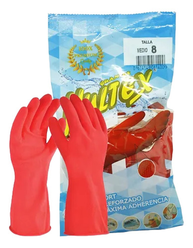 Par De Guantes De Latex Rojo Doméstico Hultex Ch, M, G 