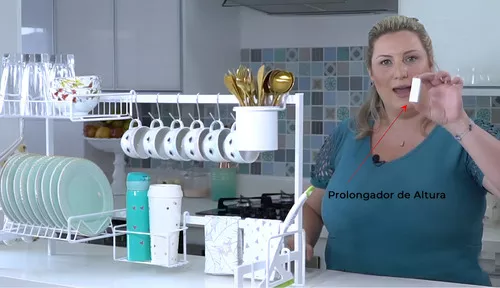 Cozinha Suspensa 20 Peça Moldular Autosustentavel 82cm Escorredor De Pia Louça  Pratos Canecas Cor Preto