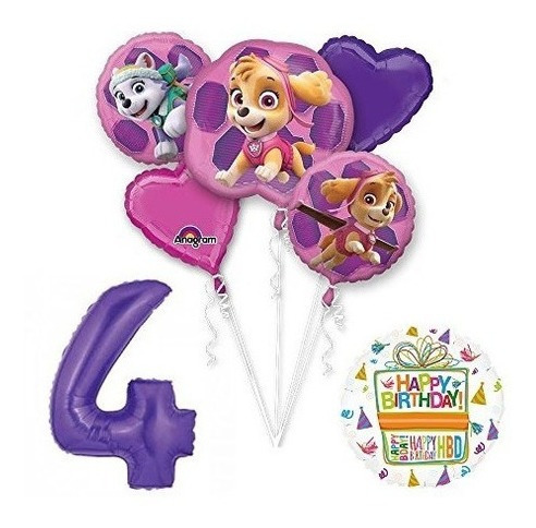 Paw Patrol Skye - Everest 4th Birthday Party Globos Suminist