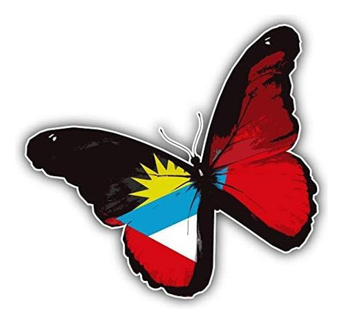 Antigua Y Barbuda Bandera Mariposa - Calcomanía Para Coches,