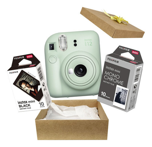 Camera Instantanea Instax Mini Fuji Kit Presente 2 Filmes Cor Verde