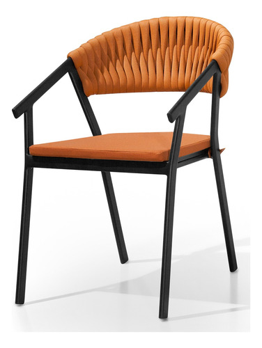 Cadeira De Alumínio Pintado Com Tricô Náutico Modelo Jantar