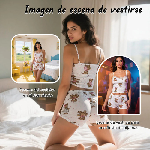 Conjunto De Pijama Con Top De Tirantes Y Pantalones Cortos