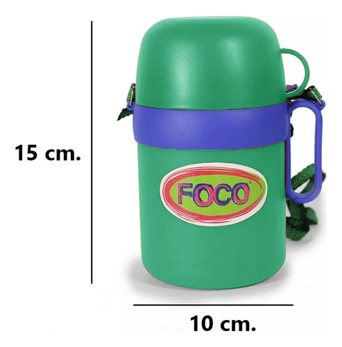 Vianda Escolar Foco De Plastico Y Acero Inoxidable 500ml. Verde