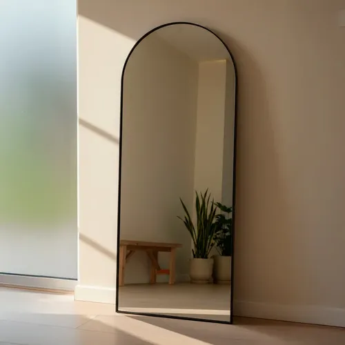 Espelho Vitral Retrô 150x50cm Base Reta Moldura Em Couro - R$ 239,9