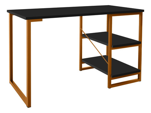 Escrivaninha Steel Mobile  Star mdf de 120cm x 74cm x 45cm preto/bronze